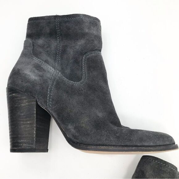 Dolce Vita Gray Suede Leather Soft Structure Western Style Heeled Ankle Boots - Picture 4 of 16